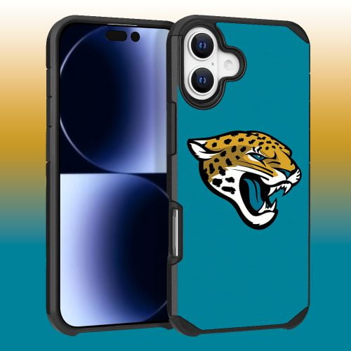 Apple iPhone 16 (6.1) - NFL Licensed Jacksonville Jaguars Team Logo on Green Textured Dual Layer Case