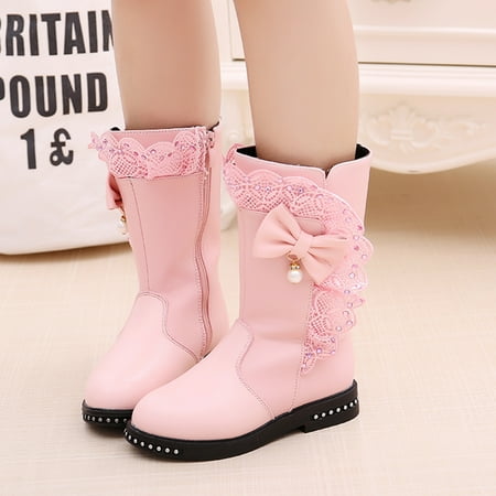 

Hunpta Kids Boots Knee Kids For Girls Princess Lace Shoes Fashion Boots Boots Bowkont Baby Baby Shoes