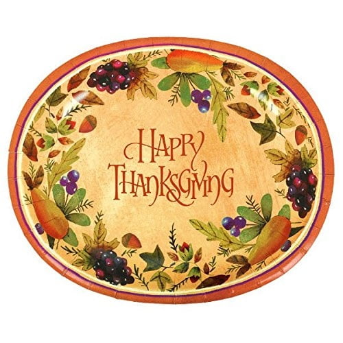 thanksgiving medley gold oval paper platter, 8 ct. party tableware