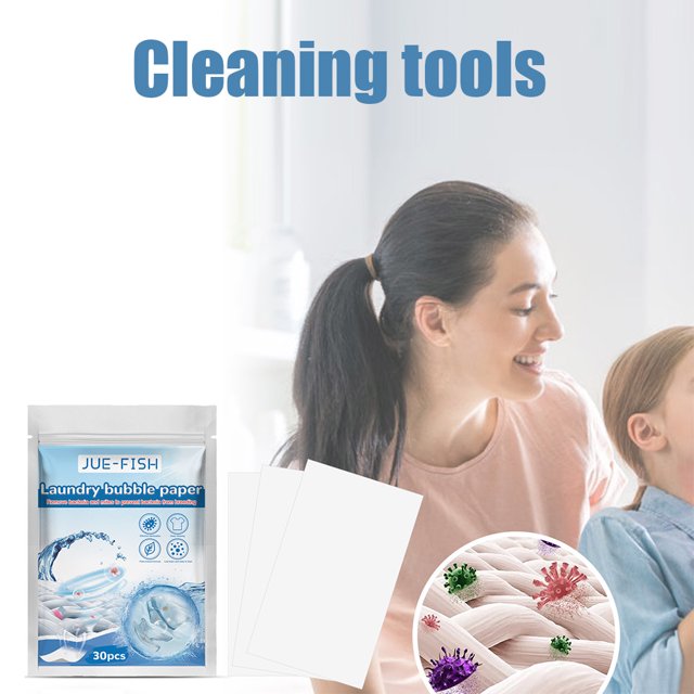 Lavandería Hojas de detergente de alta eficiencia Hogar 30 piezas de lavado de jabón Papel de jabón Cleaning profundo para niños Brail