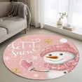 thumbnail image 2 of Pink Snowman Christmas Round Area Rug 3 FT, Small Kitchen Bathroom Mat, Xmas Winter Snowflake Let Snow Washable Indoor Outdoor Throw Runner Carpet Non-Shedding Doormat for Table Shower Sofa Entryway, 2 of 9
