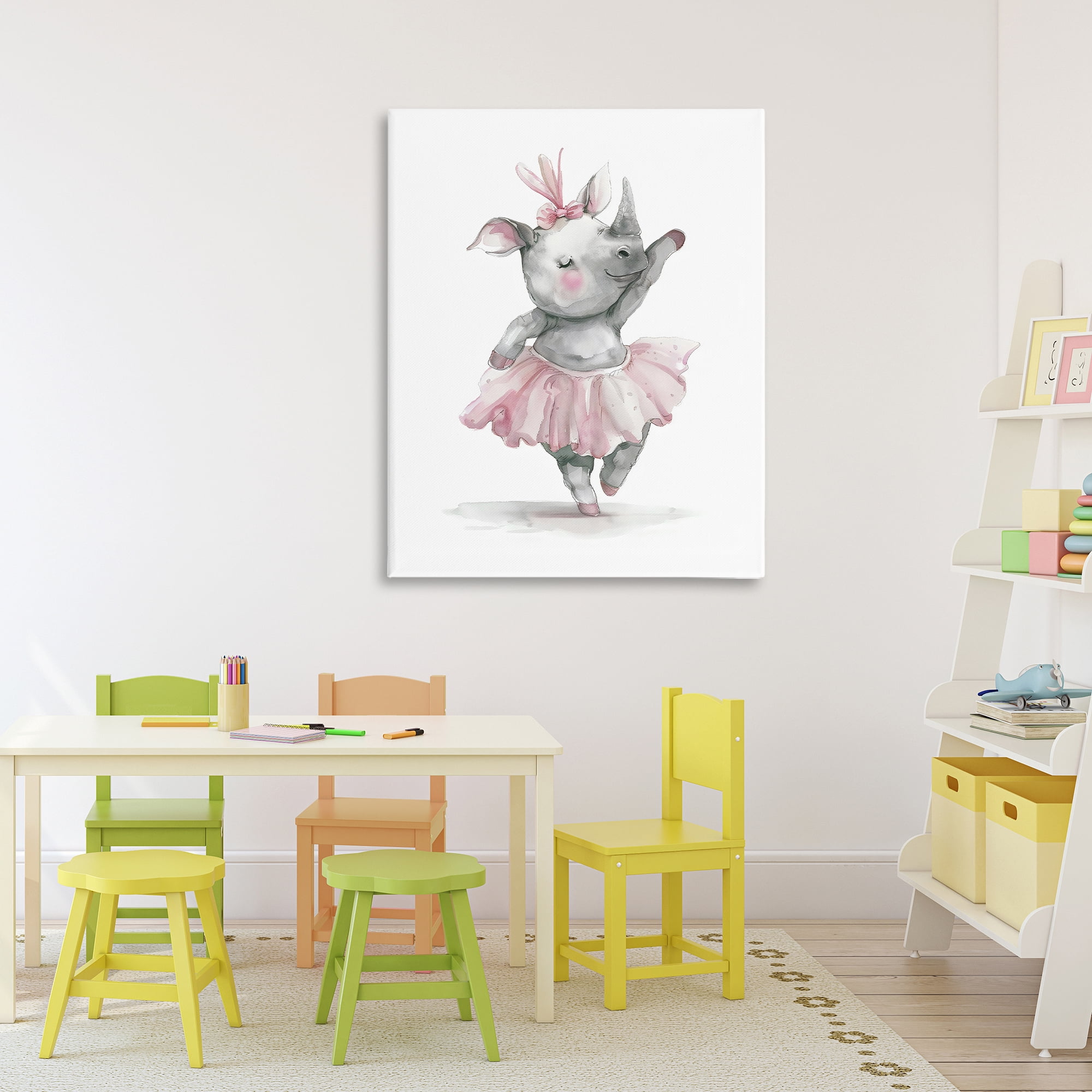 Stupell Industries Ballerina Rhino in Pink Tutu Canvas Wall Art, design by LSR Design Studio