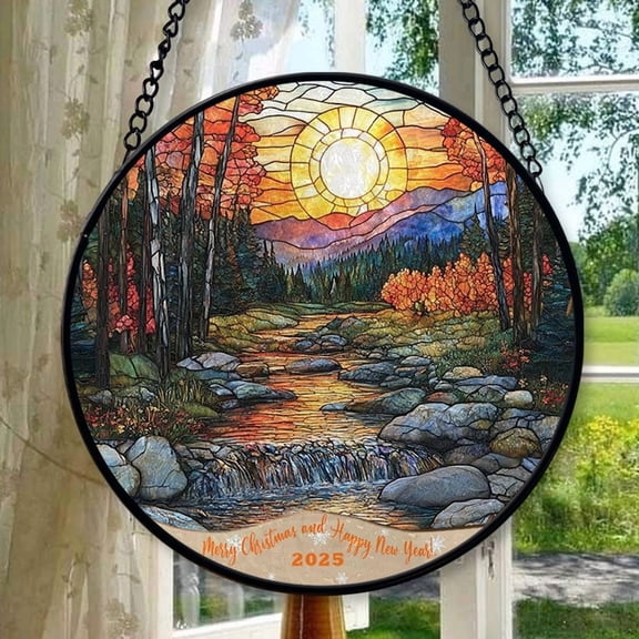 Autumn 8 Stained Glass Suncatcher Ornament, Holiday Tree Ornament, Gift for Mom, Love Day Home Decor, Festival Gift Ornament, Keepsake 2025