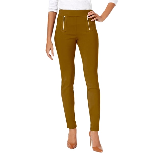 Pantalones casuales con Detalle de cremallera I-N-C para mujer, Beige, 6