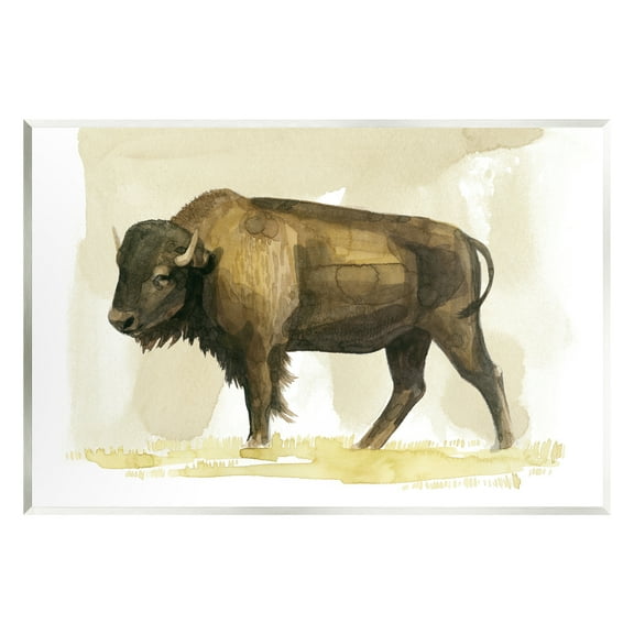 Stupell Bison Rural Animal Watercolor Animals & Insects Painting Wall Plaque Unframed Art Print Wall Art