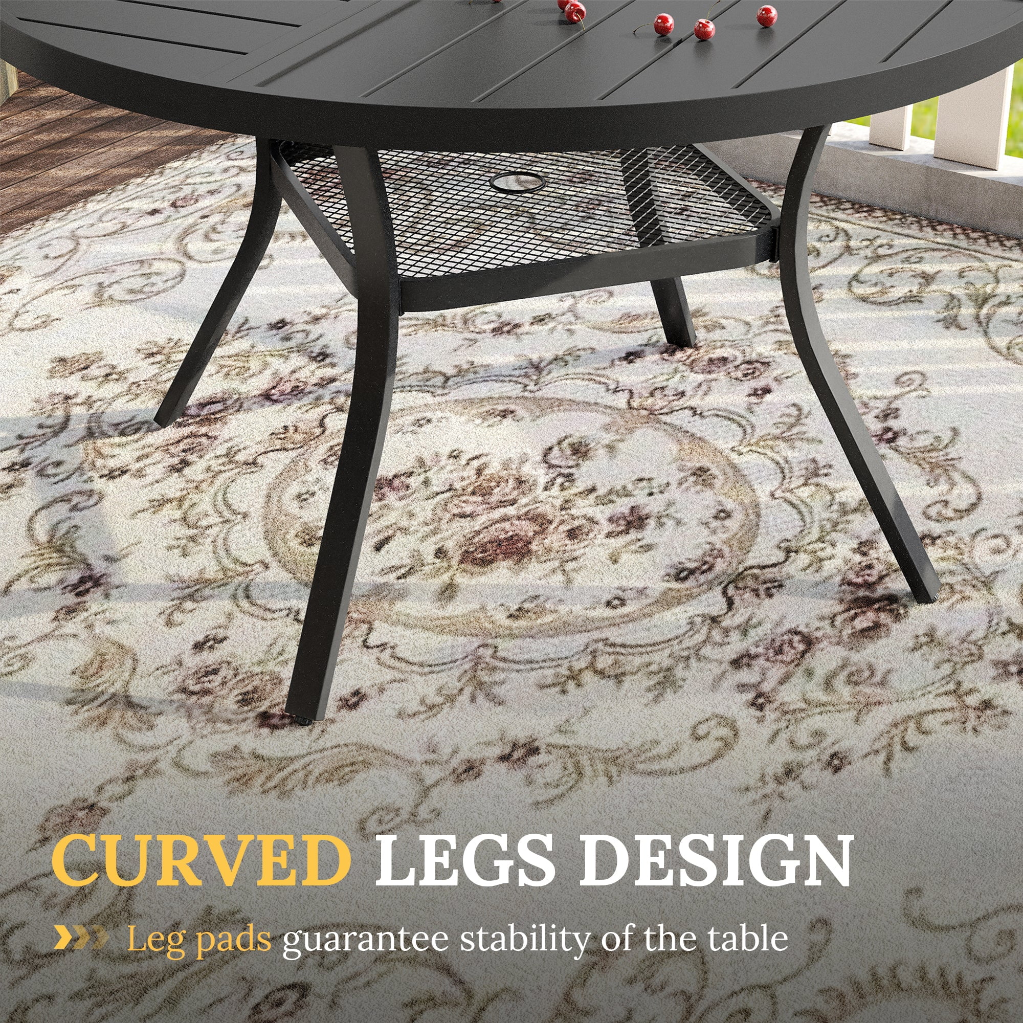 Vicllax 5-Piece Round Outdoor Patio Dining Furniture Set Table and Chair Metal Frame for Porch Deck