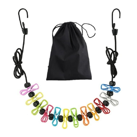 Clothesline with 12 Clothes Clips,Portable Retractable Clothes Line Ideal for Travel and Outdoor Camping