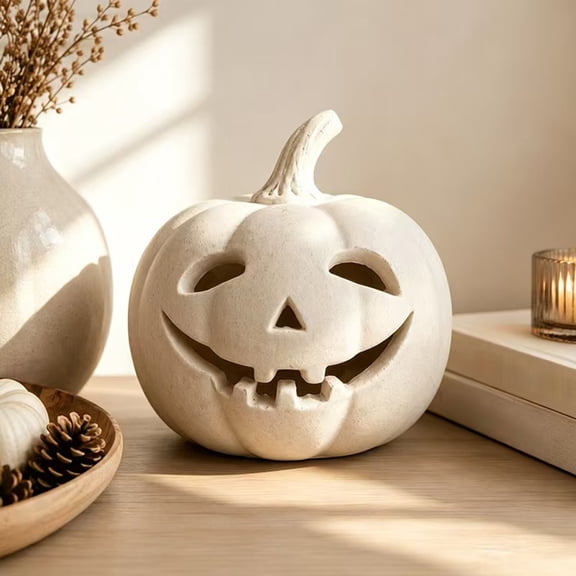 Fall Decor - Handmade Pumpkin Jack O' Lantern Outdoor Indoor, Farmhouse Autumn Festival Decoration, Halloween Decorations, Rustic Table Decor, For Porch Front Door Mantel Room(without Light)