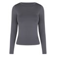 thumbnail image 3 of Blusa Mangas Largas Top cuello redondo ajustado básico mujer túnica corta traje de calle Ygjytge Gris T S para Mujer, 3 of 9