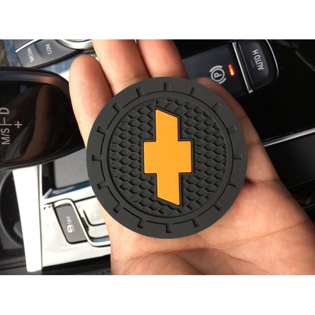 Chevrolet Car Cup Coaster 2PCS, Car Accessories 2.75 inch, Anti Slip Insert Coaster, Suitable for Most Car Interior, Car Accessory