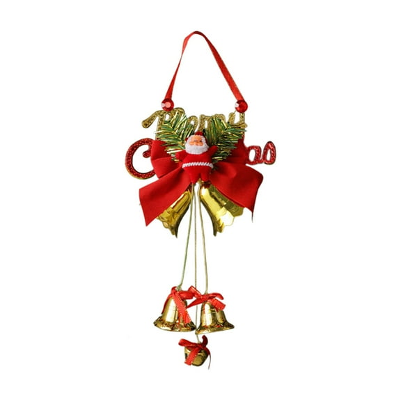JeashCHAT Christmas Bell Hanging Ornaments with Cute Santa Claus and Bows, Xmas Holiday Party Decorative Bells for Christmas Wreath Tree Door Decor, Christmas Gifts