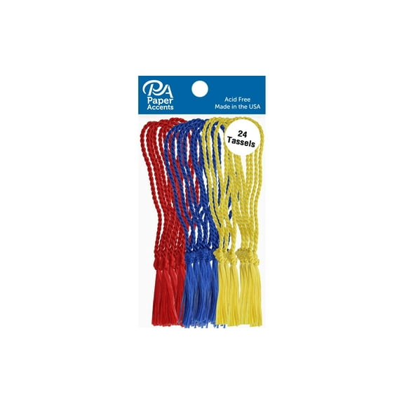 Paper Accents Tassels 24pc Red, Royal, Maize