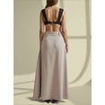 thumbnail image 2 of Women's Light Grey Maxi Skirt Elegant High Waisted Side Slit Irregular Bohemian Maxi Skirt, 2 of 4