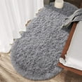thumbnail image 6 of Junovo Oval Fluffy Area Rugs for Bedroom Plush Shaggy Carpet for Kids Room Bedside Nursery Mats, 2.6' x 5.3',Gray, 6 of 7