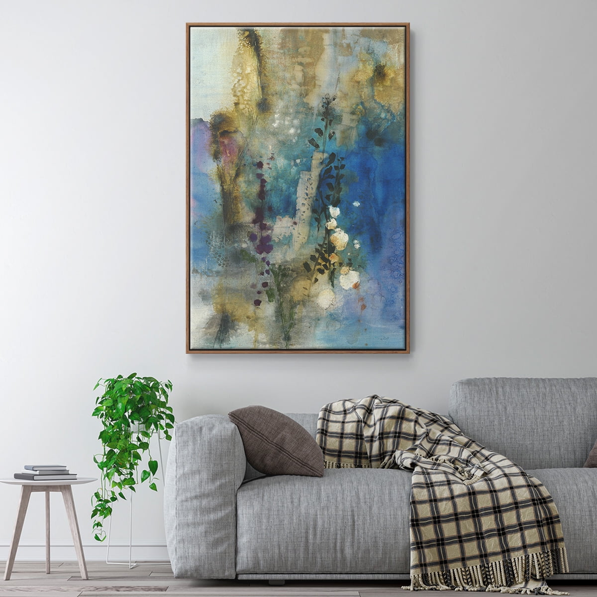 Immerge I Framed Premium Gallery Wrapped Canvas - Ready to Hang - 25 x 37 - Walnut Floating Frame