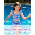 thumbnail image 4 of Aideaone Girls 3 Piece Swimsuit Tankini Bathing Suit with Cover Up Skirt Quick Dry tankini swimsuits for teens Beach Swimwear for 6-12 Years, 4 of 8