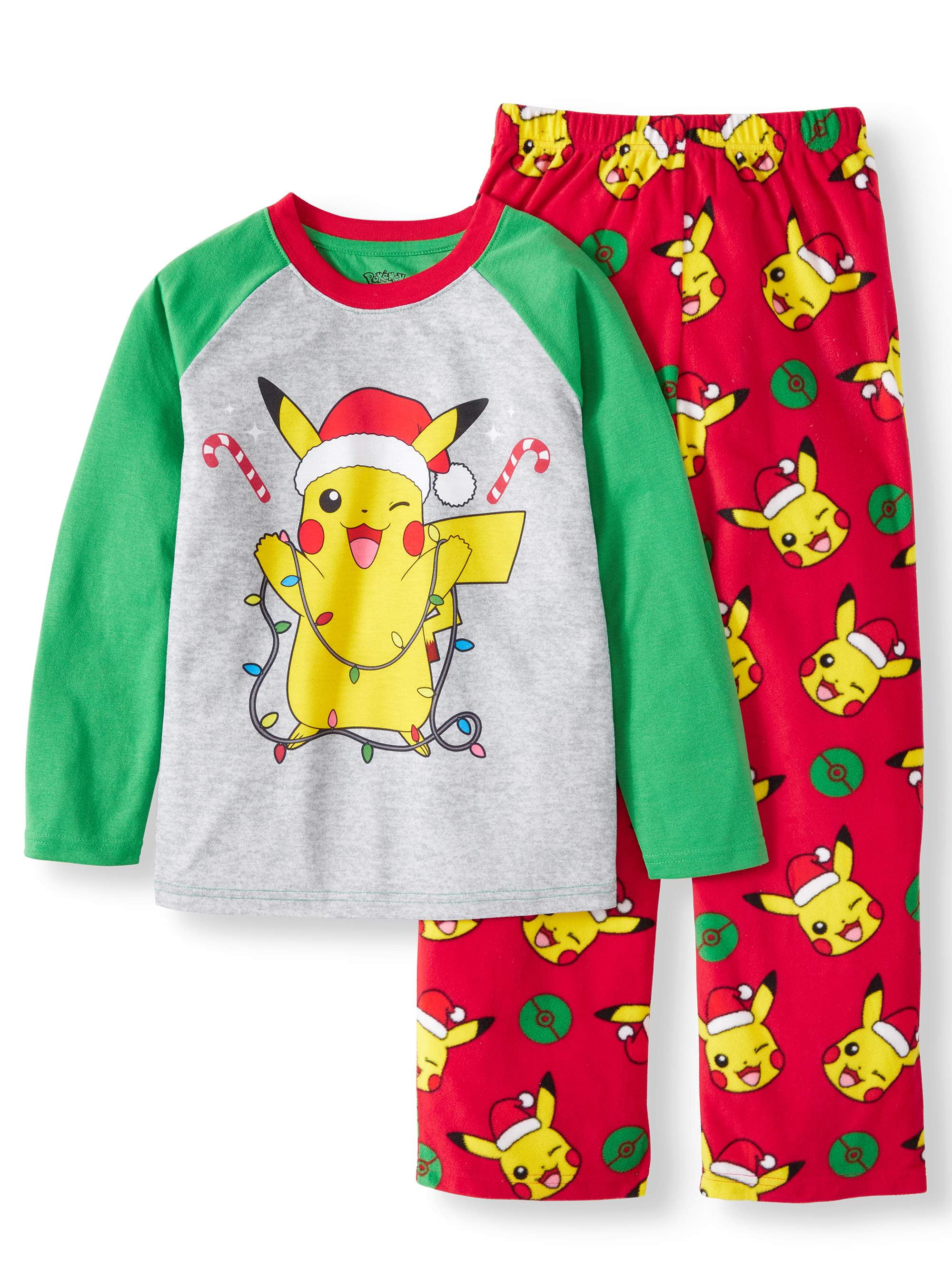 Boys Pokemon Pikachu Pajamas 2-Piece Top & Bottom Set Pants & Shirt  O58C 