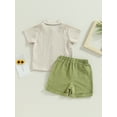 thumbnail image 5 of Musuos Kids Boys Summer Outfits 6 12 18 24M 3 4Y Short Sleeve Turn-Down Collar Shirts and Elastic Waist Shorts Toddler Clothes Set, 5 of 10