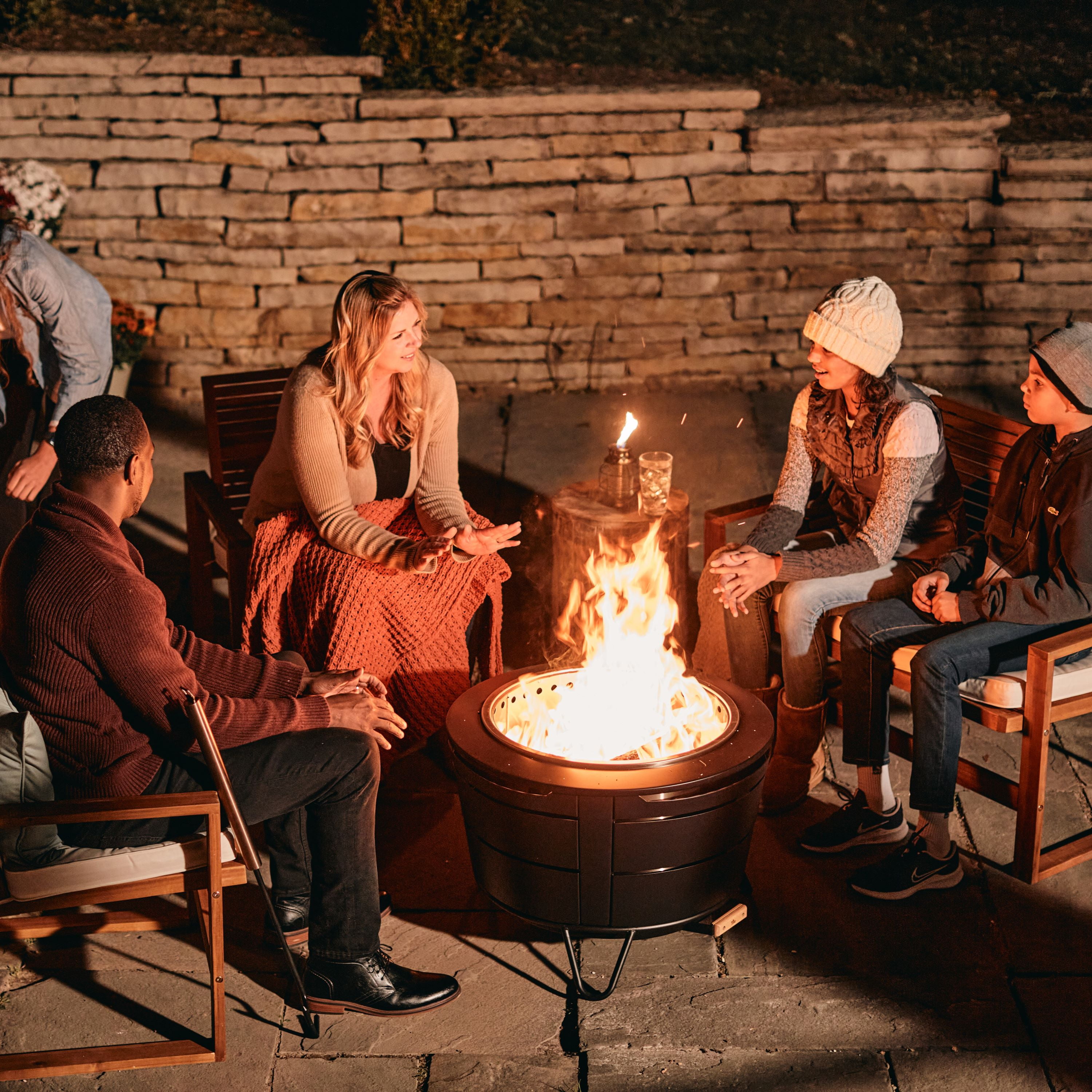 TIKI Reunion Smokeless Fire Pit – 27.5" Stainless Steel Wood Burning Fireplace for Yard, Patio & Camping, Large Outdoor Firepit with Weather-Resistant Cover, Ash Pan & Starter Pack