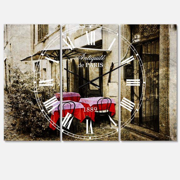 Designart 'Restaurant Terrace on the street' Industrial Wall Clock