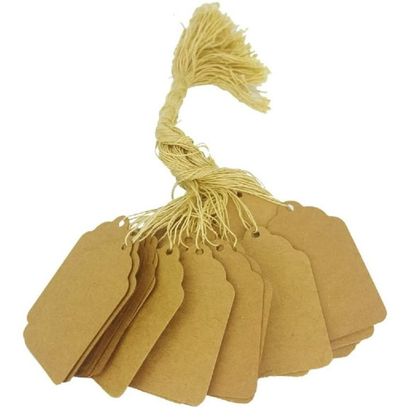 4.8cm x 3.2cm , Natural Kraft - 100 Pcs of Paper String Tags, Price Tags, Elegant String Tags perfect for Gifts, Promotions, Events, or Boutique 4.8cm x 3.2cm , Natural Kraft