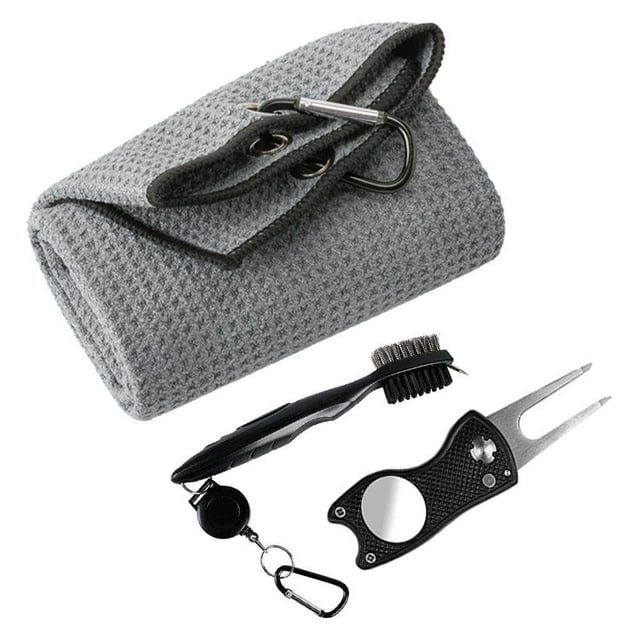 Kit de cepillo de limpieza para toallas y palos, herramienta de reparación de Divot con marcador de bola, accesorios, 3 uds.