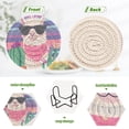 thumbnail image 4 of Haosy Set of 6 Drink Woven Coaster with Holder Heat Resistant Non-Slip Bar Coasters 4 Inches Alpaca Holding Cactus, 4 of 7