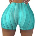 thumbnail image 2 of Honeii Turquoise Wooden2 Print Women's Workout Shorts, Gym Shorts for Active Wear, Sports Shorts,Women's Running Shorts,Quick Dry Athletic Shorts-Medium, 2 of 8