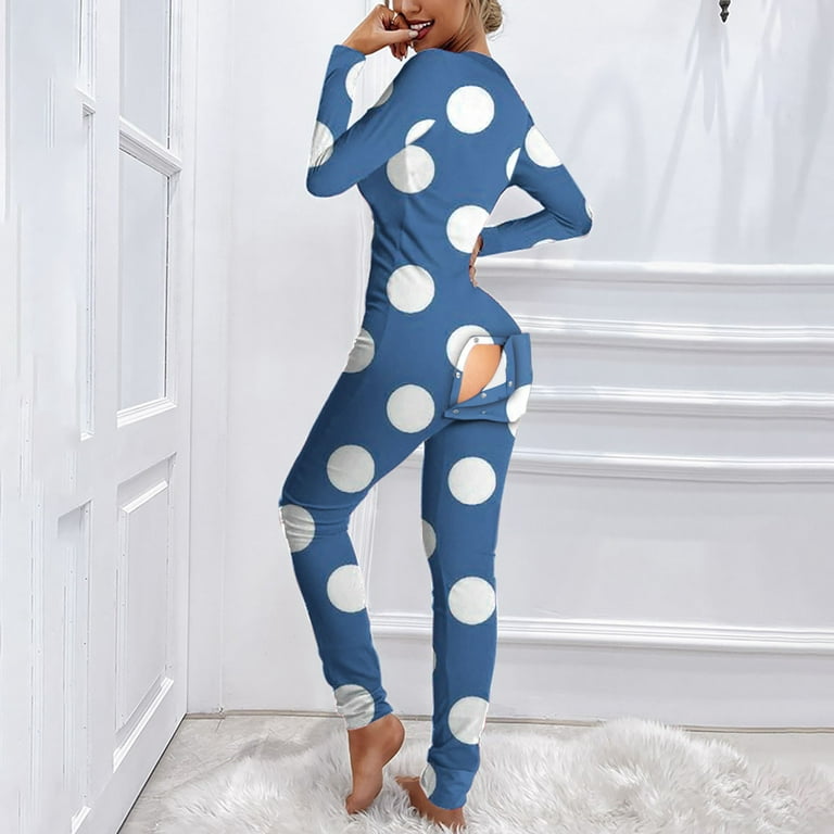 AherBiu Women Pajamas Jumpsuit Bodysuits Deep V Neck Long Sleeve