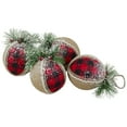 thumbnail image 3 of Northlight Plaid with Burlap Christmas Ball Ornaments - 6" (152mm) - Red and Black - 4ct, 3 of 4