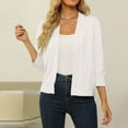 thumbnail image 2 of Mohiass Women's 3/4 Sleeve Cropped Cardigan Sweater Open Front Short Shrugs Cardigans Lightweight Sweaters White M, 2 of 6