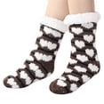 thumbnail image 2 of siminsem Christmas Fuzzy Socks for Women with Grippers Non-Slip Warm Cozy Slipper Socks one Size Fluffy House Socks Winter Gift for Her Soft Plush Anti-Skid, Coffee,One Size, 2 of 8