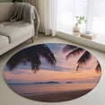 thumbnail image 3 of Summer Beach Landscape Round Area&nbsp;Rug 3.3ft Red Coastal Ocean Sunset Palm Tree Sky Non-Slip&nbsp;Washable Circle Rugs Soft Felt Indoor Floor Mat for Bedroom Kitchen Living Room Bathroom, 3 of 9