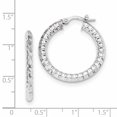 thumbnail image 2 of 14K White Gold Polished and Textured Hoop Earrings, 2 of 2