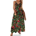 thumbnail image 1 of Vestido sin mangas negro con estampado floral navideño, vestido de verano para mujer coreana, vestido sexy para mujer, 1 of 7