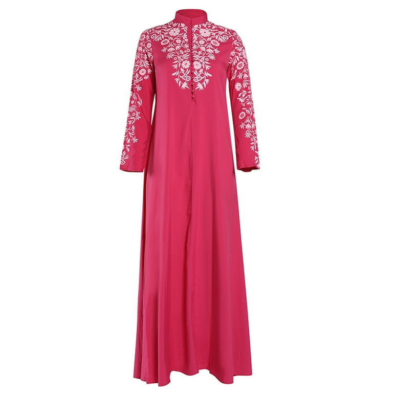 Finelylove Church Dresses For Women 2023 Plus Size Long Maxi Dress A-line  Knee Length Long Sleeve Solid Pink XXL