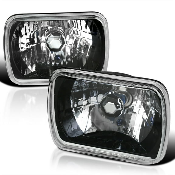 Spec-D Tuning 7X6 Black Clear Square Headlights H4 H6054 Conversion Kit Head Light Assembly Left   Right Pair