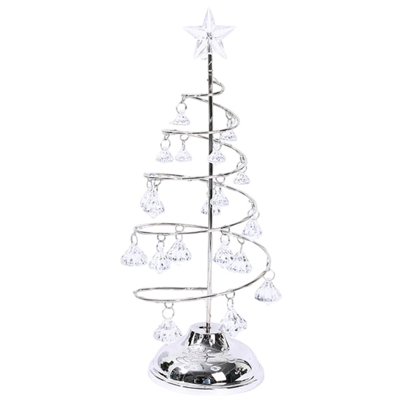 Modern Christmas Tree with LED String Light,Metal Tabletop Christmas Decor with Acrylic Drop Beads,Energy-Efficient Night Light for Bedroom Living Room Wedding Party Table Decorations