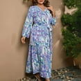 thumbnail image 4 of Plus Size Floral Maxi Dress for Women Long Sleeve V Neck Boho Casual Loose A Line Flowy Summer Dresses, 4 of 4