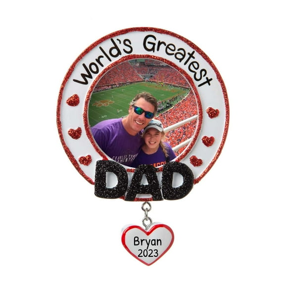 Personalized Greatest Dad Photo Frame Christmas Tree Ornament 2024-Ornaments by Elves