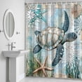 thumbnail image 6 of Retro Sea Turtles Bathroom Shower Curtain, Ocean Sea Stars Corals Animals Waterproof Washable Soft Bath Curtain for Bathtub Decor with 12 Hooks&Grommet, 48x72 Inch, 6 of 9
