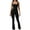 Black, variant on QATAINLAV Flare Jumpsuits for Women Strappy Square Neck Overalls Bodycon Full Length Rompers Long Pants Solid Color Workout Playsuit Sport Bodysuit, Brown, M