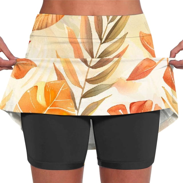 Faldas de tenis plisadas con estampado de hojas de verano para mujer de DYTTDG, pantalones cortos deportivos elásticos de dos piezas para yoga, faldas en liquidación