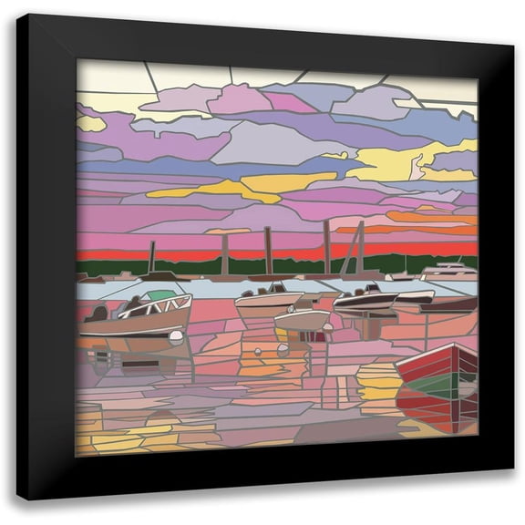 Mandell, Jonathan 12x12 Black Modern Framed Museum Art Print Titled - Nantucket Beach at Dusk