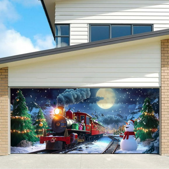 TIELUTT Christmas Garage Door Banner Large Hanging Door Cover Christmas Garage Wall Halloween Banner for Mantle Thanksgiving Banners Front Porch Sequin Banner Outdoor Banners and Signs Dog Flags for