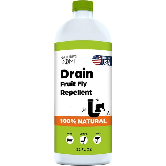 Nature’s Dome Drain Fly Killer Gel – 32 oz – Kills & Prevents Drain Flies, Fruit Flies & Sewer Flies – Natural Plant-Based Treatment for Sinks, Pipes & Drains – Safe for Septic Systems