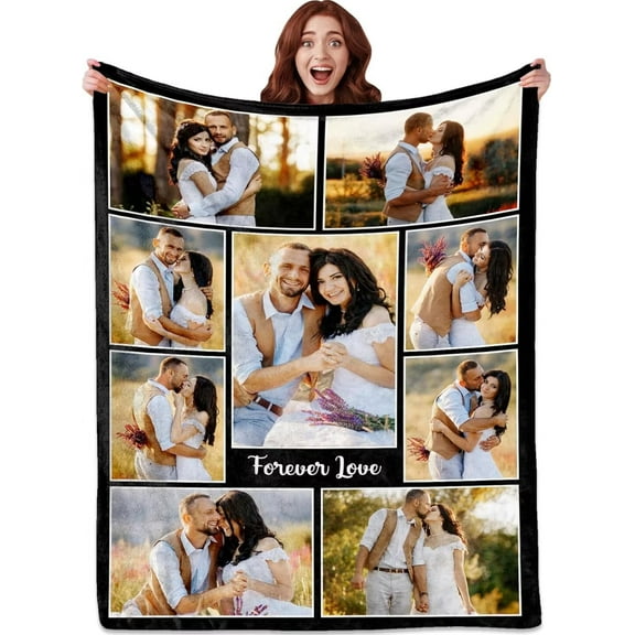 AISENIN Custom Blanket with Photo Personalized Photo Blanket Customized Throw Blanket Gifts for Christmas Anniversaries Birthday Women Him Her