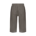 thumbnail image 5 of Women Summer Linen Capris Solid Color Loose Straight Leg Pants with Pocket Elastic Waist Cropped Trousers Gray S, 5 of 6