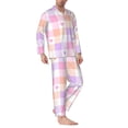 thumbnail image 2 of Susaid Heart Buffalo Plaid Print Men's Long Sleeve Pajama Set, Two-Piece Button-Down Loungewear PJs Set, Comfortable Sleepwear for Relaxation-XX-Large, 2 of 7
