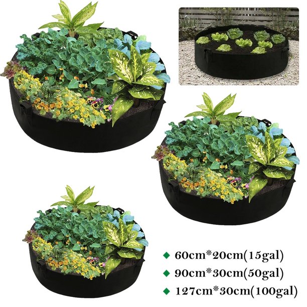 15/50/100 Gallons Vegetable Growing Bag with Handle Large Diameter Grow